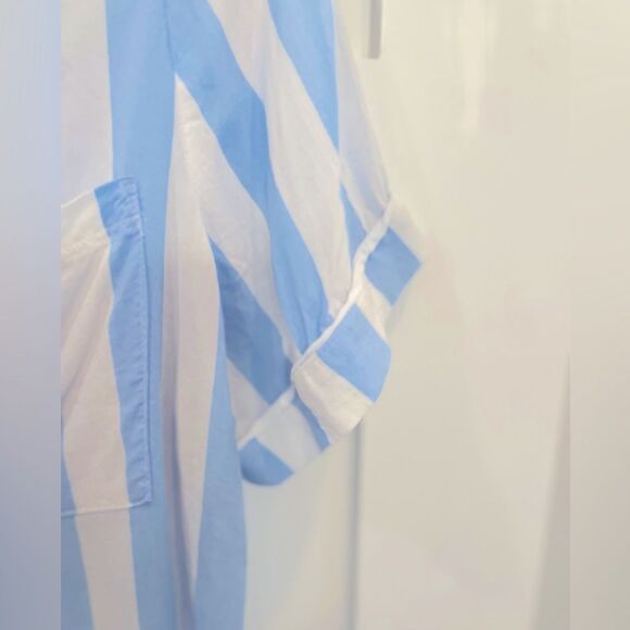 NWOT SHADY LADY SHORT SLEEVE PAJAMA/ LOUNGE TOP BLUE/WHITE STRIPES SIZE LARGE - Picture 8 of 16